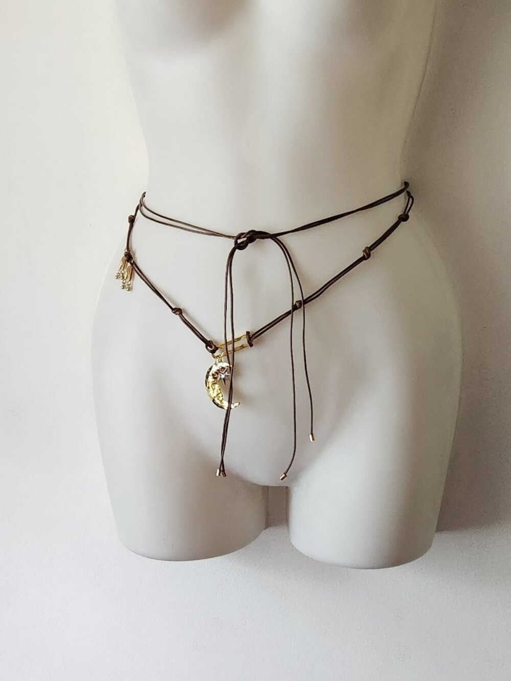 Lanyard belt with moon & star gold & silver tone costume NIP